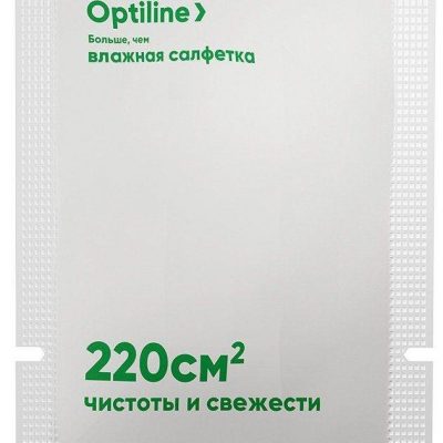 Салфетка влажная в индивидуальной упаковке "Освежающая" Optiline *1000