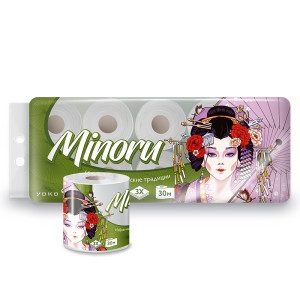 Бумага туалетная YOKO Minoru 3-х слойная 10 рул *1/10/5 Бумага туалетная YOKO Minoru 3-х слойная 10 рул *1/10/5
