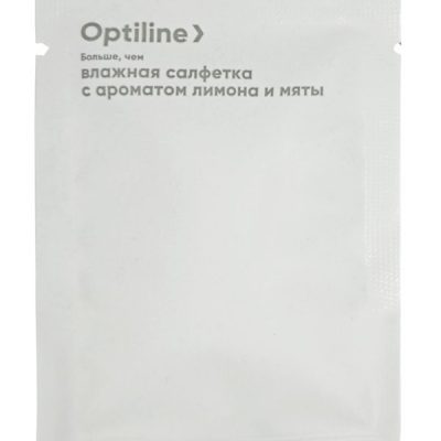 Влажная салфетка Optiline в индивидуальной упаковке, освежающая с ароматом лимона и мяты/1200