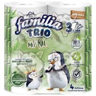 Туалетная бумага Familia Trio Natural белая 3 сл 4 рул *4/14