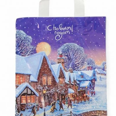 Пакет с петлевой ручкой 28*35см 55мкм Зимушка НГ 25шт