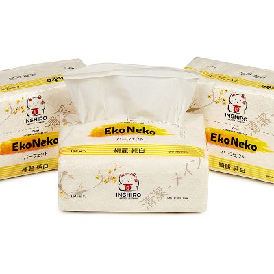 Салфетки в мягкой упаковке INSHIRO EkoNeko 2-х сл.белые (150шт) 1/6/120 EN 429