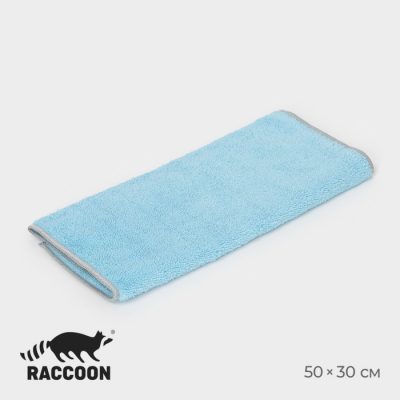 Тряпка для пола Raccoon 250 г/м² 50×30 см микрофибра с оверлоком 1 шт голубая 10398203