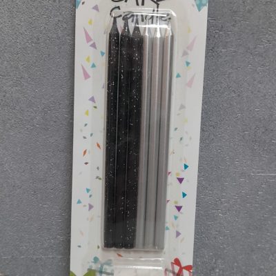 Свечи для торта "Черный блеск" 12,5см 6шт 1/48 35188-12