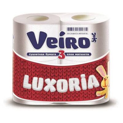 Бумага туал.Veiro Luxoria 4рул. 3х-сл.17,5м. 140 листов *10(5С34)