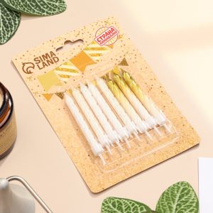 Свечи для торта «Спираль», 8 шт., белые и градиент золото с белым 10603382