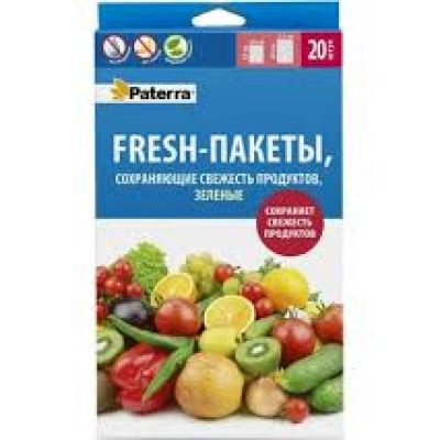 Fresh-пакеты, сохраняющие свежесть продуктов, зеленые, 2 размера , 20 шт/уп, PATERRA