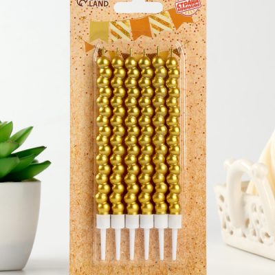 Свечи для торта «Жемчужины», 6 шт., золотые 10747865