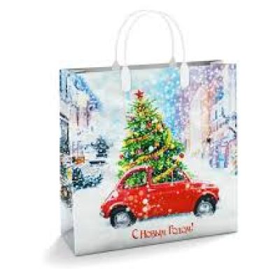 Пакет подарочный из мягкого пластика "Снежный отпуск" 30*30*10см НГ