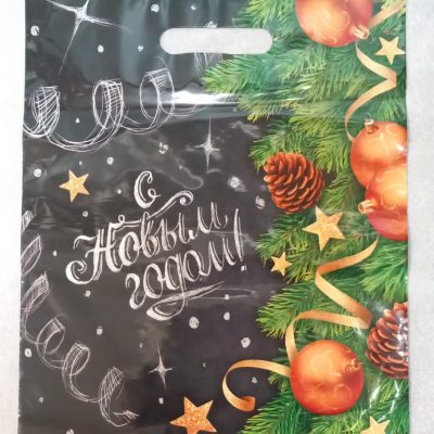 Пакет с вырубной ручкой 31х40 60мкм ламинация Афиша НГ 50шт