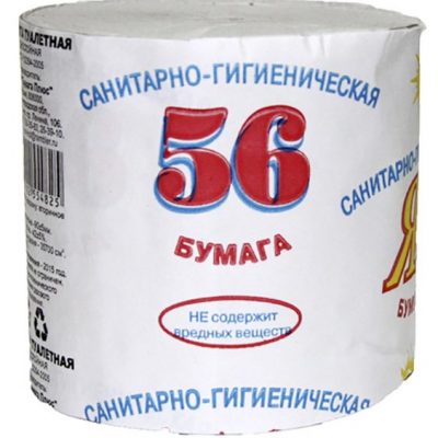 бумага туалетная  Яркая 56  натуральный цвет без/втулки*40 рулонов в упаковке