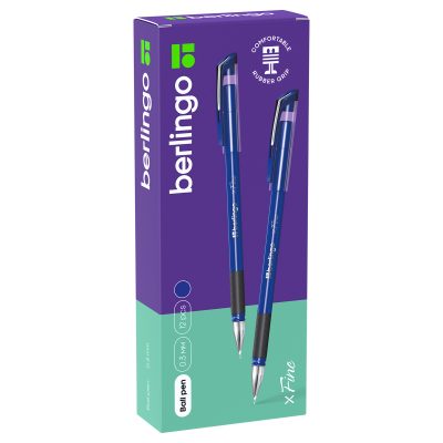 Ручка шариковая Berlingo "xFine" синяя, 0,3мм, грип *1/12