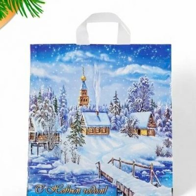 Пакет с петлевой ручкой 40*42см 45мкм Снежное Царство НГ 25шт