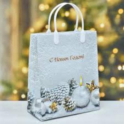 Пакет подарочный из мягкого пластика "Изморозь" 23*27*10см НГ