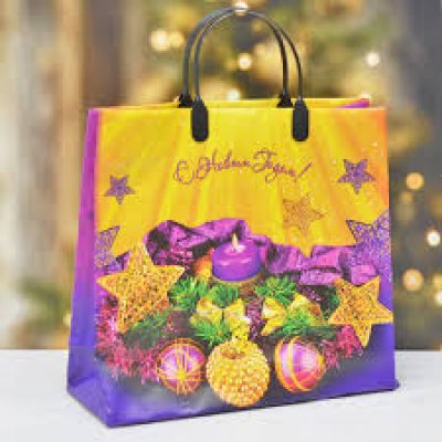 Пакет подарочный из мягкого пластика "Мишура" 30*30*10см НГ