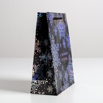 Пакет голография вертикальный "С новым годом" MS 23х18х10см 5047717