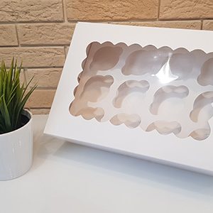 Упаковка на 9 капкейков 255*255*110 с окном / белый Упаковка на 9 капкейков 255*255*110 с окном / белый
