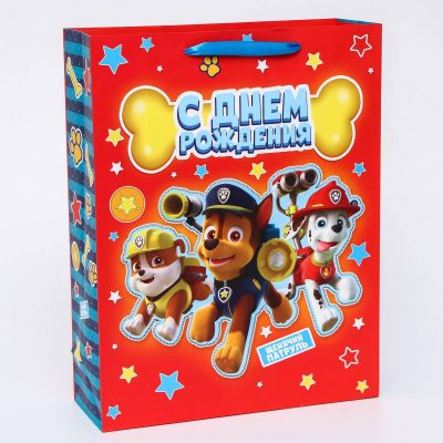 Пакет подарочный Paw Patrol  "Веселого Дня Рождения", 31 х 40 х 11 см   2156467