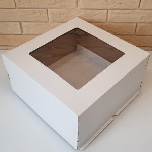 Коробка под торт 400*400*300 окном/ белый