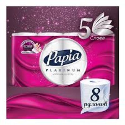 Туалетная бумага Papia Платинум 5сл 8шт белая *7