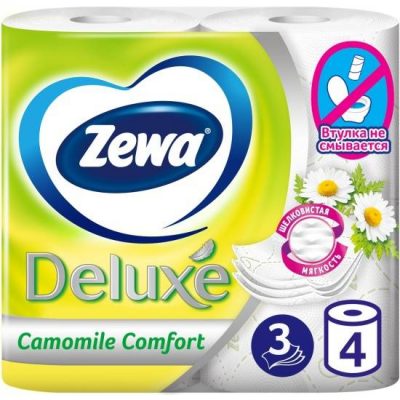 Туалетная бумага Zewa Deluxe Ромашка 3-х сл. 4 рул