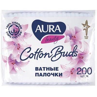 Ватные палочки AURA Beauty п/э, 200 шт *48