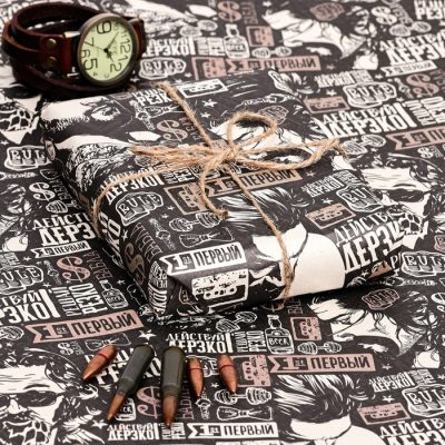 Бумага упаковочная, крафт «Пожелания», 70×100 см, 1 лист 9306024