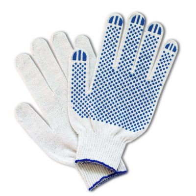 Перчатки ХБ с ПВХ "5" нитей, 10кл р9 53-55гр белые *10пар/400