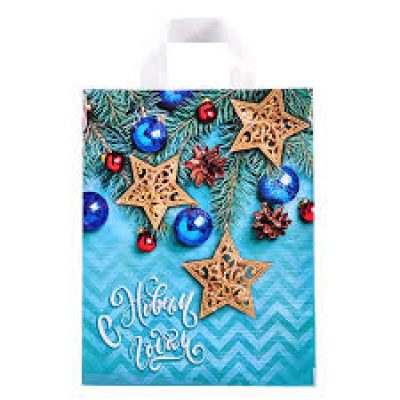 Пакет с петлевой ручкой 28*35см 55мкм Новогодняя Лазурь НГ 25шт