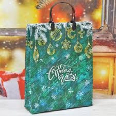 Пакет подарочный из мягкого пластика "Золотые игрушки" 30*40*10см НГ