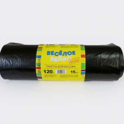Мешок для мусора ПВД 120л Веселое ведро рулон 15шт 40мкм 1/20