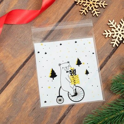 Пакет БОПП с липкой лентой "Новогодний курьер" 10х11+3см 9020848