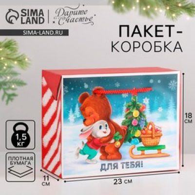 Пакет-коробка "Для тебя", 23 х 18 х 11 СМ 6582842