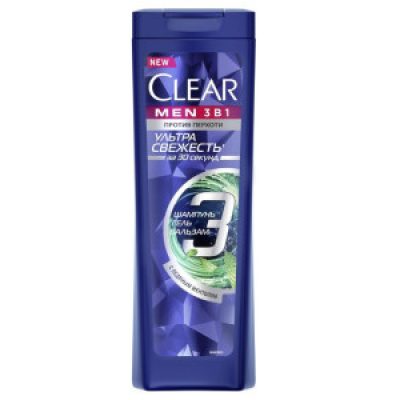 Шампунь для волос Clear Derma Expert 3в1 Ультра Свежесть шампунь-бальзам и гель 400мл *12