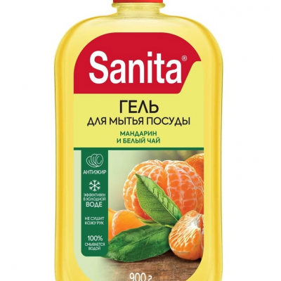 Средство для мытья посуды Sanita Мандарин и белый чай 900 мл *8