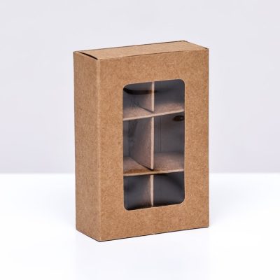 Коробка под 6 конфет, крафт, 8,7 х 5,8 х 2,5 см