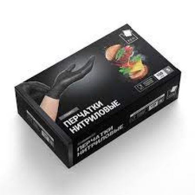 Перчатки нитриловые А Д М стандарт+ черные S  100шт/уп sempB1