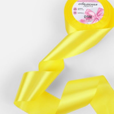 Лента атласная №15 50мм* 25+1ярд(2Зм+1м) ярко-желтый АУ 1218405