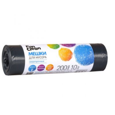 Мешки для мусора Fun Clean Сверхпрочные 200л черный 50 мкм 10 шт *10