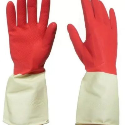 Перчатки хоз латексные СВЕРХПРОЧНЫЕ БИКОЛОР L белый-красный 12*