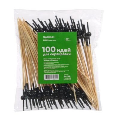 Пика бамбуковая 12см Optiline Черная жемчужина, 100 штук в упаковке, в коробке 30 упак