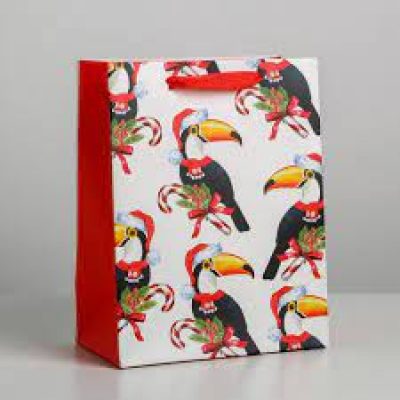 Пакет ламинированный вертикальный "Новогодний тукан" MS 18х23х10см 4843398