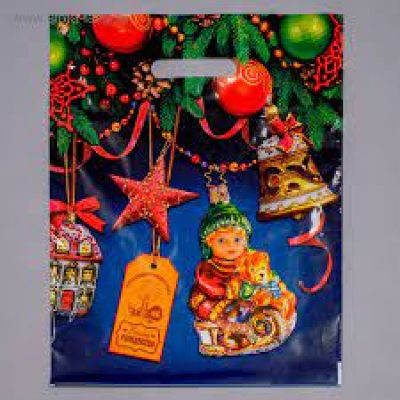 Пакет "В гостях у елочки" полиэтиленовый с вырубной ручкой 31х40 60мкм 2737880