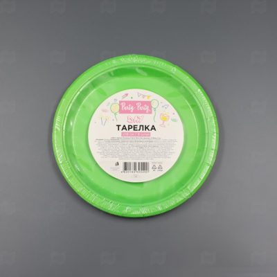 Набор тарелок бумажных зеленый d-180мм Party-Party day 6шт