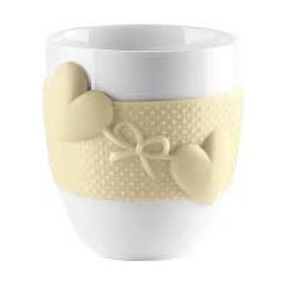 Кружка GUZZINI Love d-8,4 h-10см с желтый силиконовым ободком