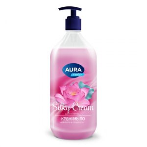 Жидкое крем-мыло AURA Silky Cream Шелк и лотос, 1 л *6