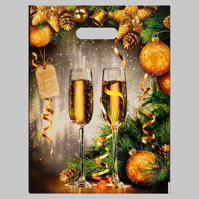 Пакет "Звон бокалов" полиэтиленовый с вырубной ручкой 31х40см 60мкм 3779409