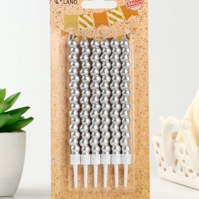 Свечи для торта «Жемчужины», 6 шт., серебряные 10747861