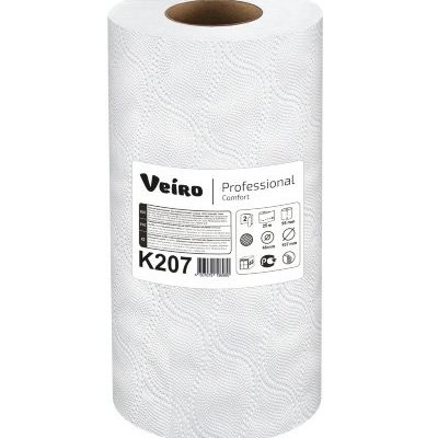 Полотенца бумажные Veiro Professional Comfort K207, 2рул в уп/ 2-сл., белые, 50л *12
